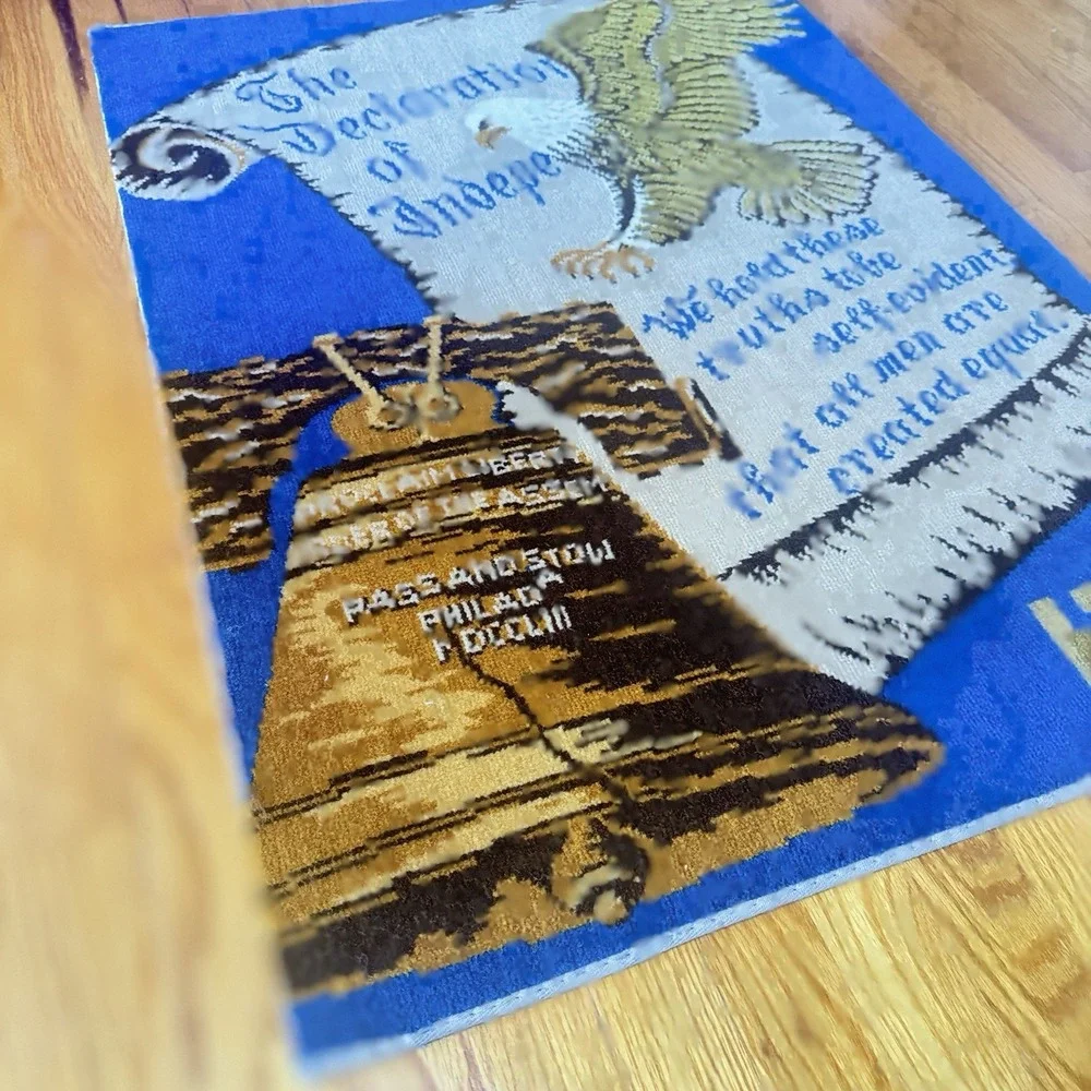 MONSANTO VINTAGE PATRIOTIC BICENTENNIAL EAGLE RUG CARPET 1976 36x27